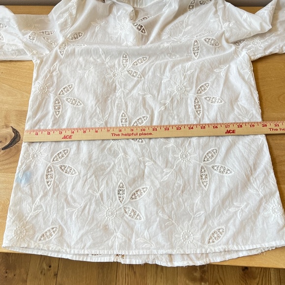 J MCLAUGHLIN TOP M FLORAL EYELET TASSEL BOHO COTTON COASTAL GRANDMA BREATHABLE - Picture 9 of 13